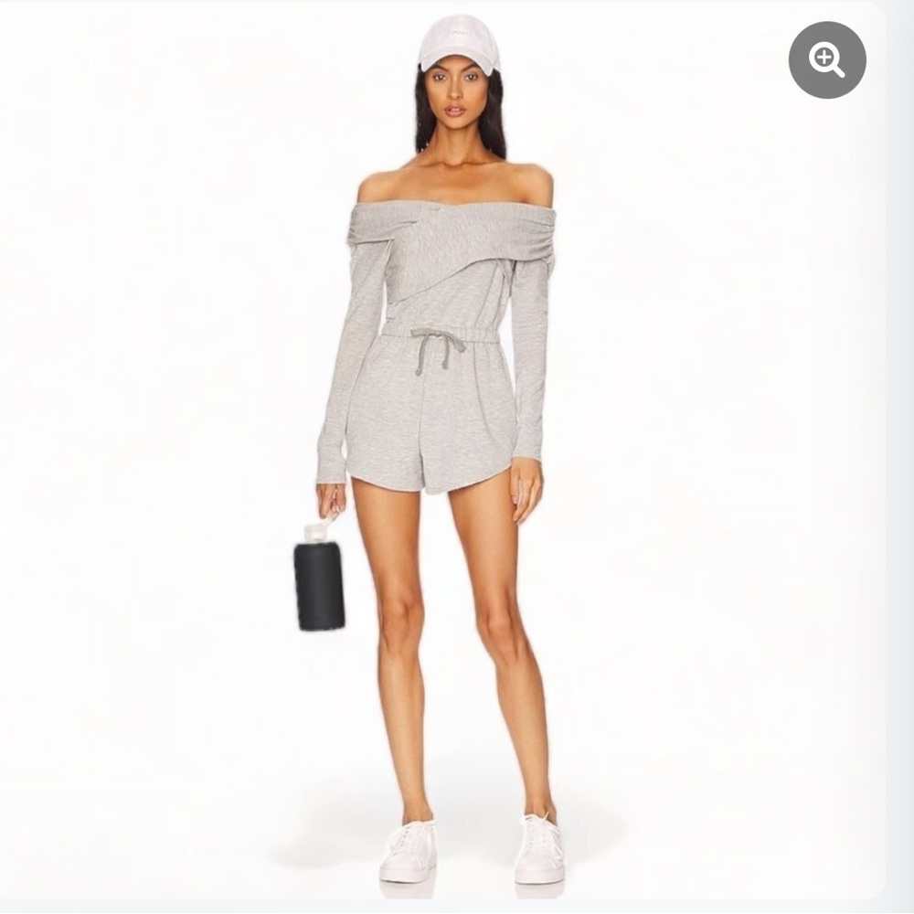 Free People Movement Love Spell Off the Shoulder Romper | Grey | Large | NWT